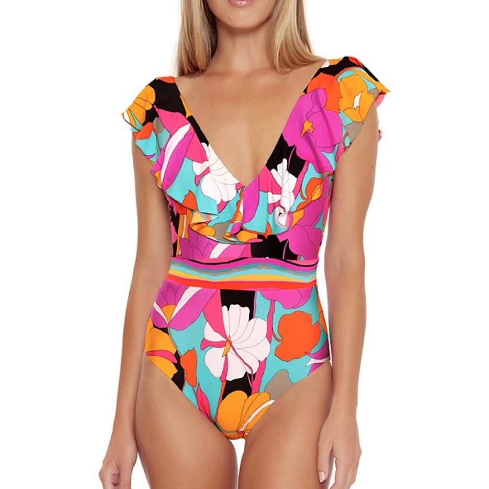 NWT Trina Turk Gemini Ruffle Maillot size 12